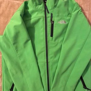 North Face Boy’s lime green with gray fleece lined jacket. Good condition.